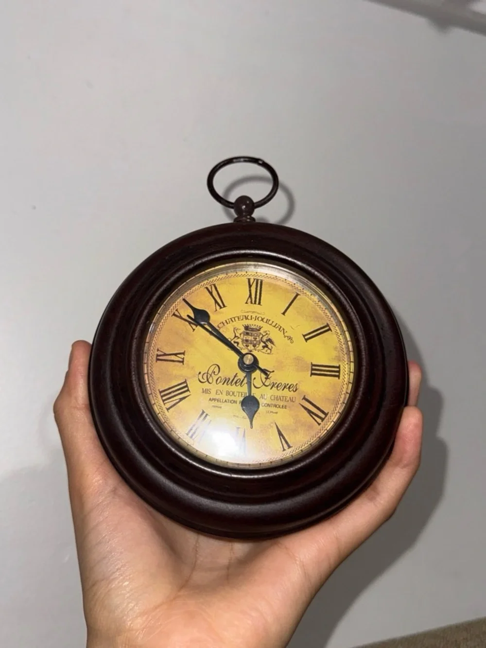 Vintage-Style Round Wall Clock in Brown and Yellow - Decorative Home Wall Decor